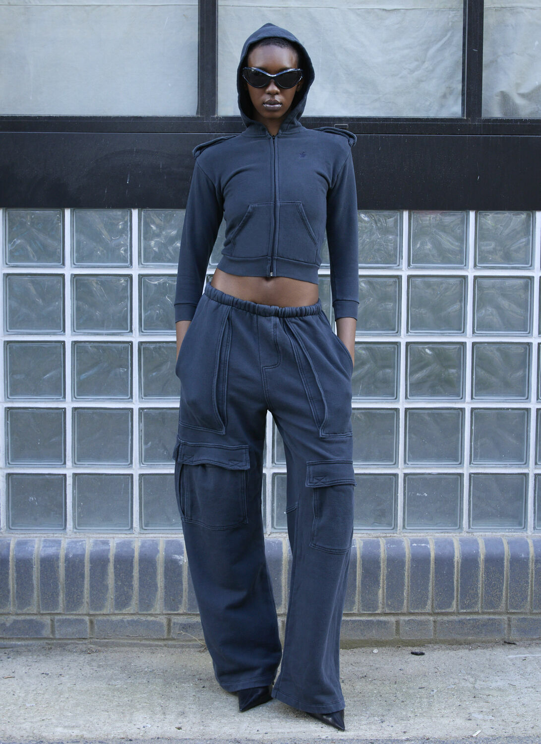GREG ROSS Shrunken Military Hooded Sweatshirt