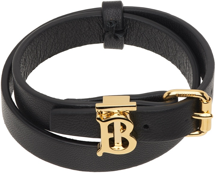 Photo: Burberry Black Monogram Motif Leather Bracelet