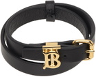 Burberry Black Monogram Motif Leather Bracelet