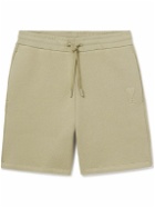 AMI PARIS - Straight-Leg Logo-Embossed Cotton-Blend Jersey Drawstring Shorts - Green