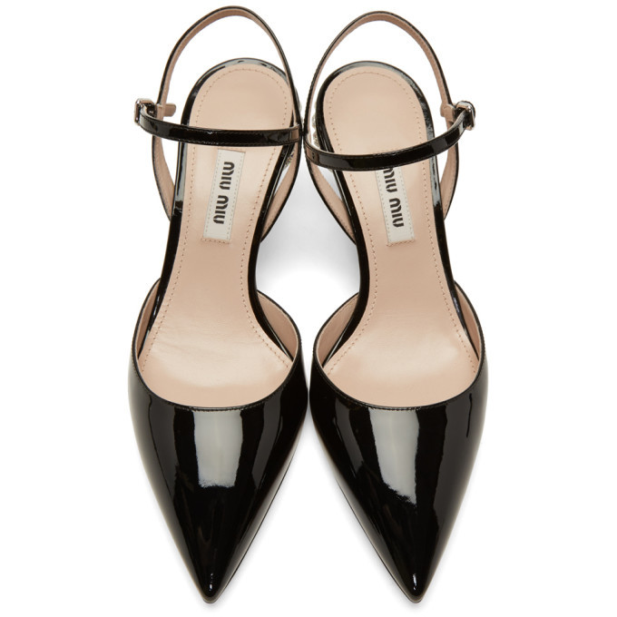 靴 Archive miu miu patent strap heels black MIU MIU Ankle Strap Buckle Black patent leather heels Size