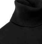 Moncler Grenoble - Logo-Appliquéd Padded Shell-Trimmed Ribbed Wool-Blend Roll-Neck Sweater - Black