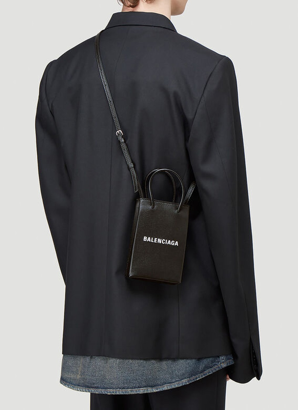 Balenciaga Shopping Phone Holder Bag - Black