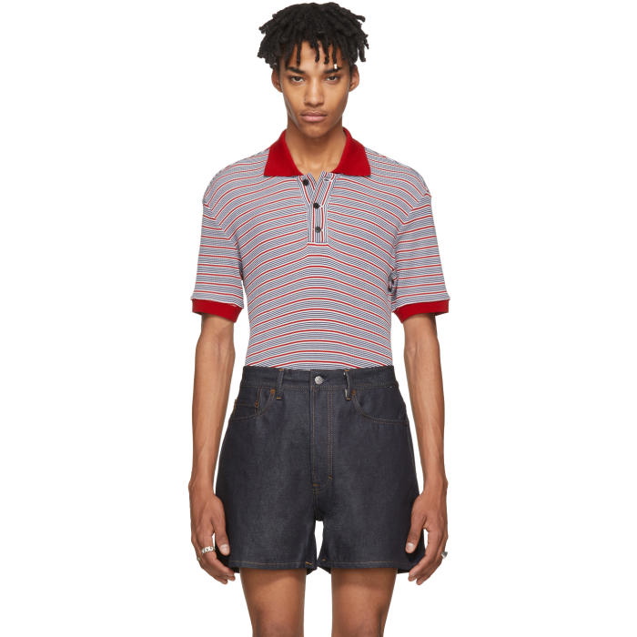 Photo: Maison Margiela Red and Blue Stripe Knit Polo 