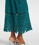 Rabanne Embellished crochet cotton midi skirt