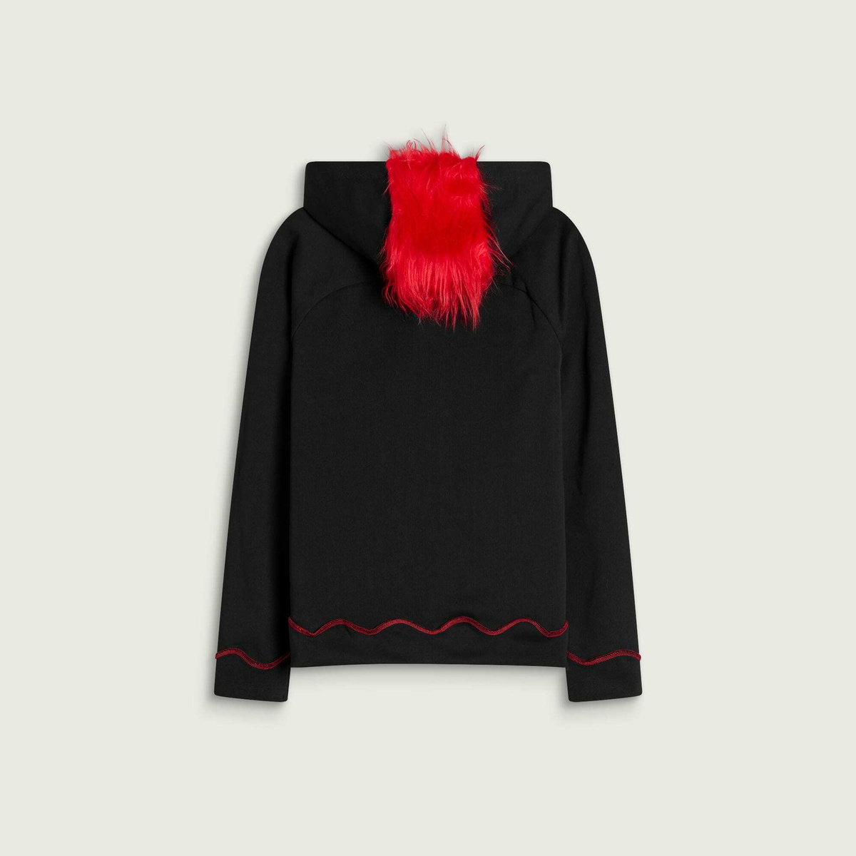 Navinder Nangla Mohawk Fur Hoodie in Black/Red