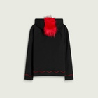 Navinder Nangla Mohawk Fur Hoodie in Black/Red