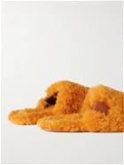 Loewe - Leather-Trimmed Shearling Slippers - Yellow