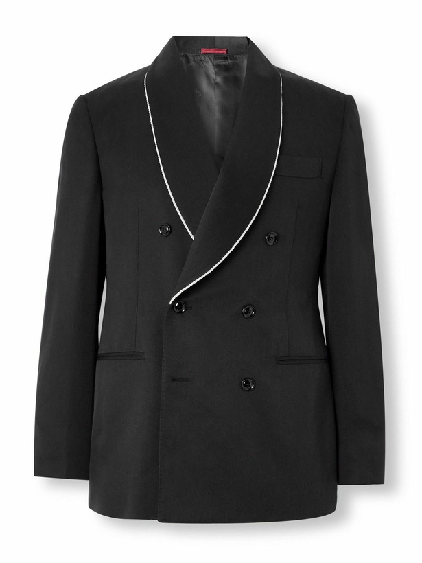 Photo: Brunello Cucinelli - Double-Breasted Shawl-Lapel Silk-Twill Tuxedo Jacket - Black