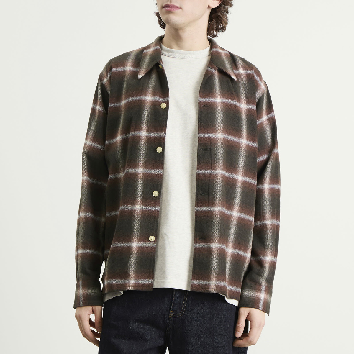 Second/Layer Men's Second Layer Logan Ombre Long Sleeve Check Shirt in Red Check