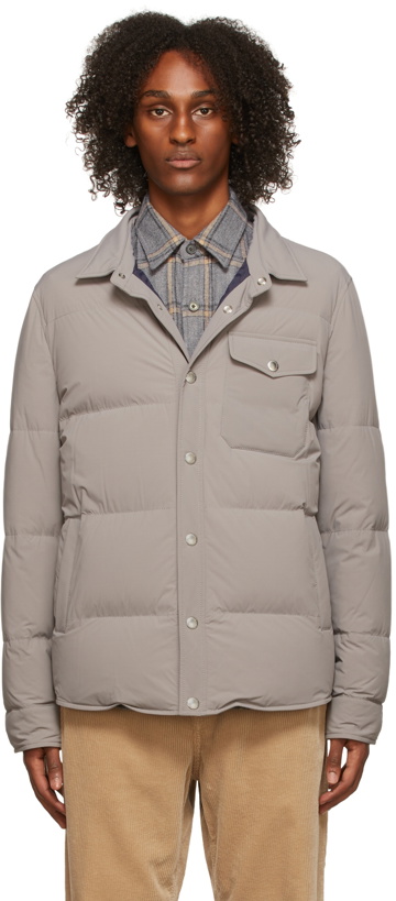 Photo: Brunello Cucinelli Grey Down Taffeta Padded Jacket