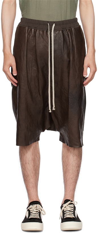 Photo: Rick Owens Brown Pods Leather Shorts
