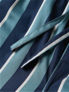 Derek Rose - Royal 221 Straight-Leg Striped Cotton-Satin Pyjama Trousers - Blue
