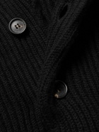 Kingsman - Shawl-Collar Ribbed Wool Cardigan - Black