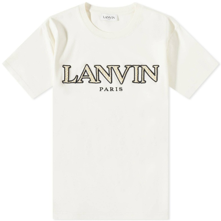 Photo: Lanvin Men's Curb Embroidered T-Shirt in Milk