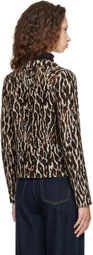 GANNI Brown Brushed Leopard Jacquard Blazer