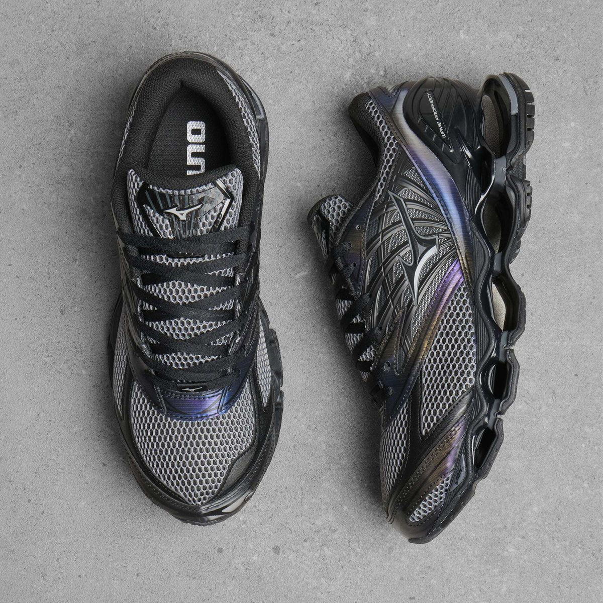 Mizuno Men's Wave Prophecy LS Sneaker in Black Sand/Iron Gate/Black