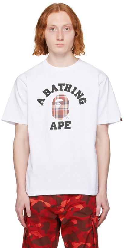 Photo: BAPE White Check College T-Shirt