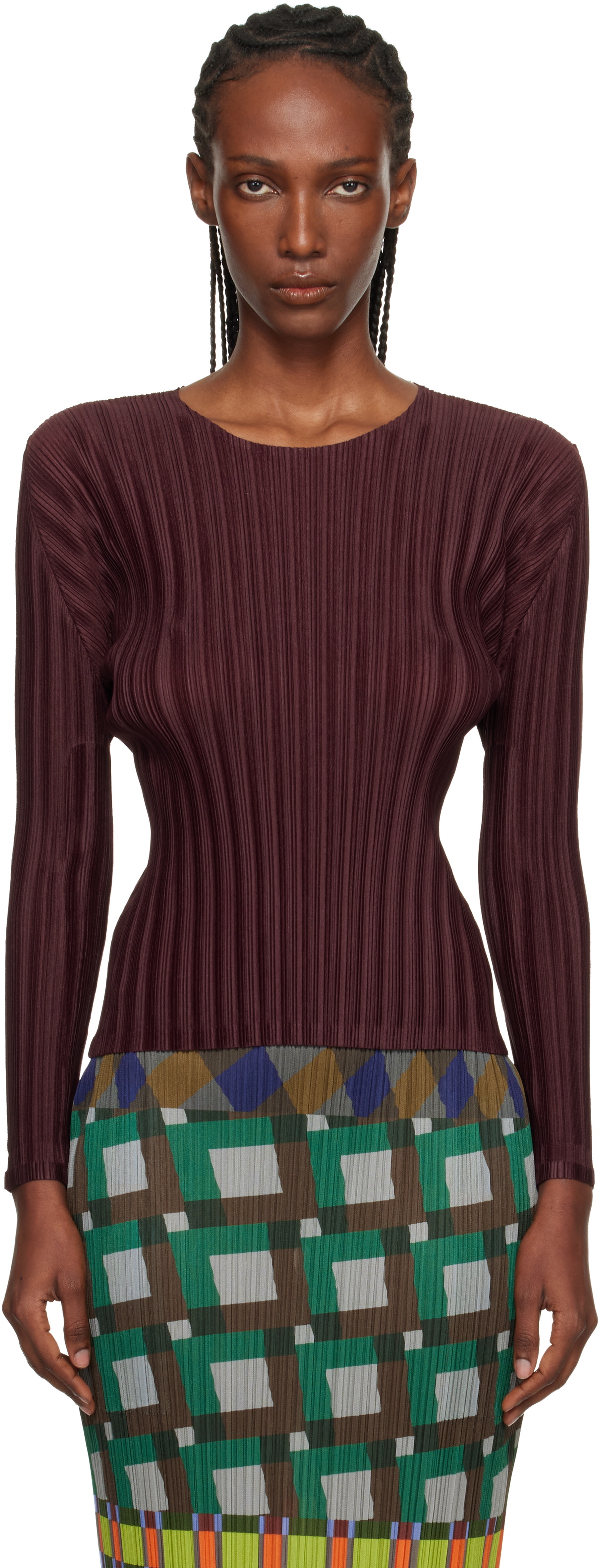 Pleats Please Issey Miyake Women's Mist Basics Top in Black Pleats