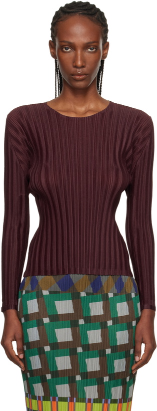 Photo: PLEATS PLEASE ISSEY MIYAKE Burgundy Rib Pleats January T-shirt