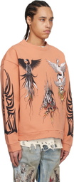 Who Decides War Orange Nefarious Winged Crewneck Sweater
