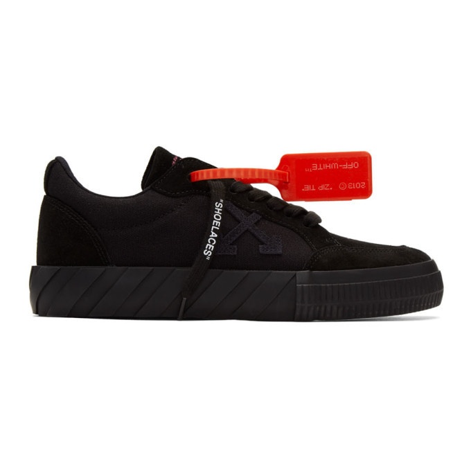 Photo: Off-White Black Suede Low Vulcanized Sneakers