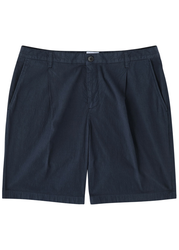 Photo: Sunspel Textured Cotton-blend Shorts Navy