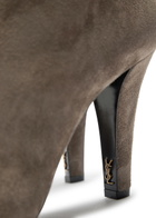 Saint Laurent Jill 95 Suede Ankle Boots Dark Grey
