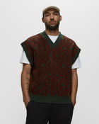 Les Deux Fillip Jacquard Slipover Green/Red - Mens - Vests