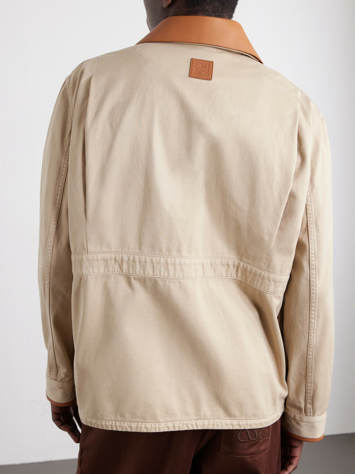 LOEWE - Paula's Ibiza Leather-Trimmed Cotton-Twill Blouson Jacket - Neutrals