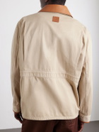 LOEWE - Paula's Ibiza Leather-Trimmed Cotton-Twill Blouson Jacket - Neutrals
