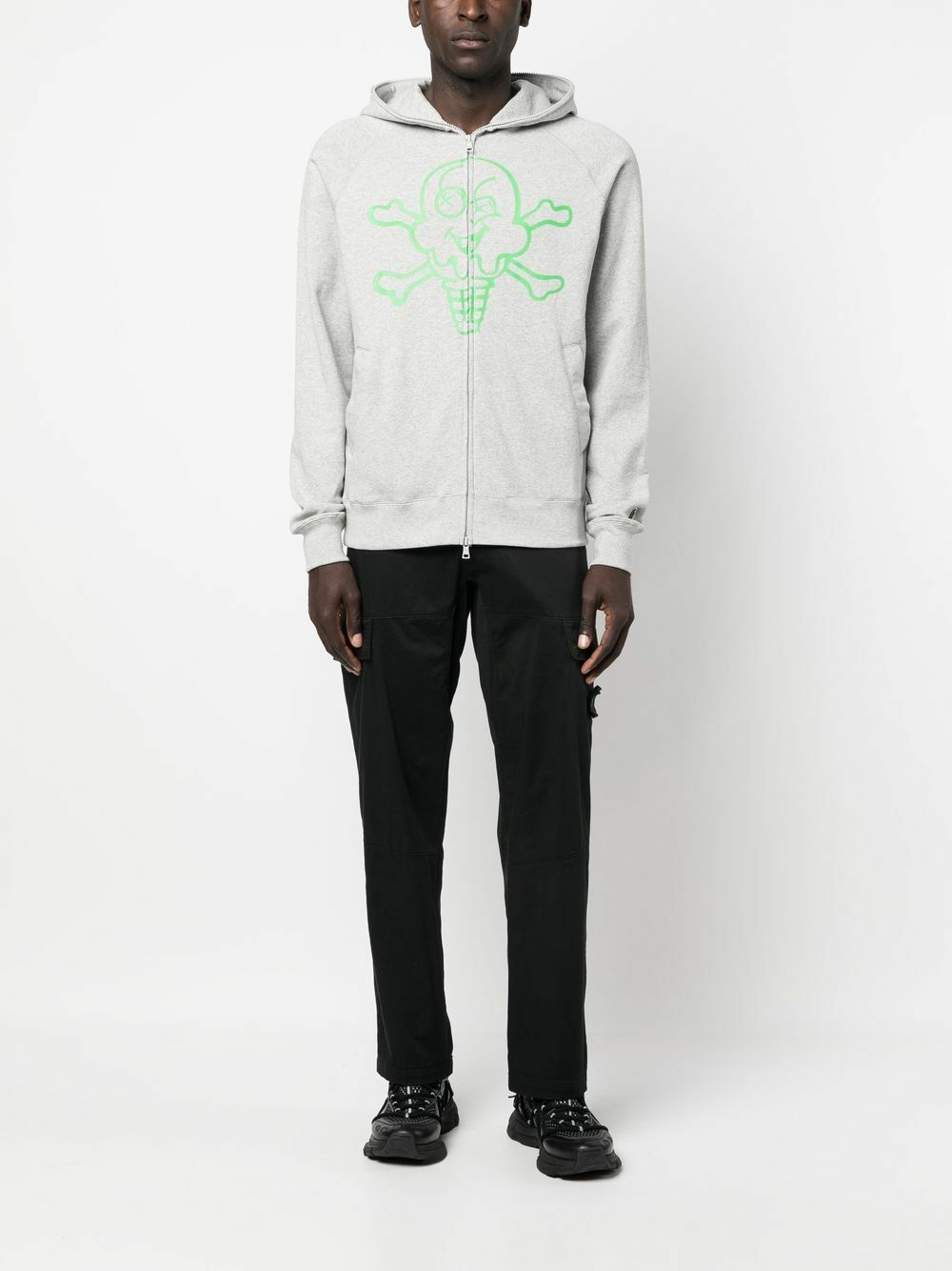 スウェット・トレーナー ICECREAM Cones & Bones Zip Through Hoodie Grey Navy ICECREAM Cones & Bones Zip Through Hoodie Navy-M