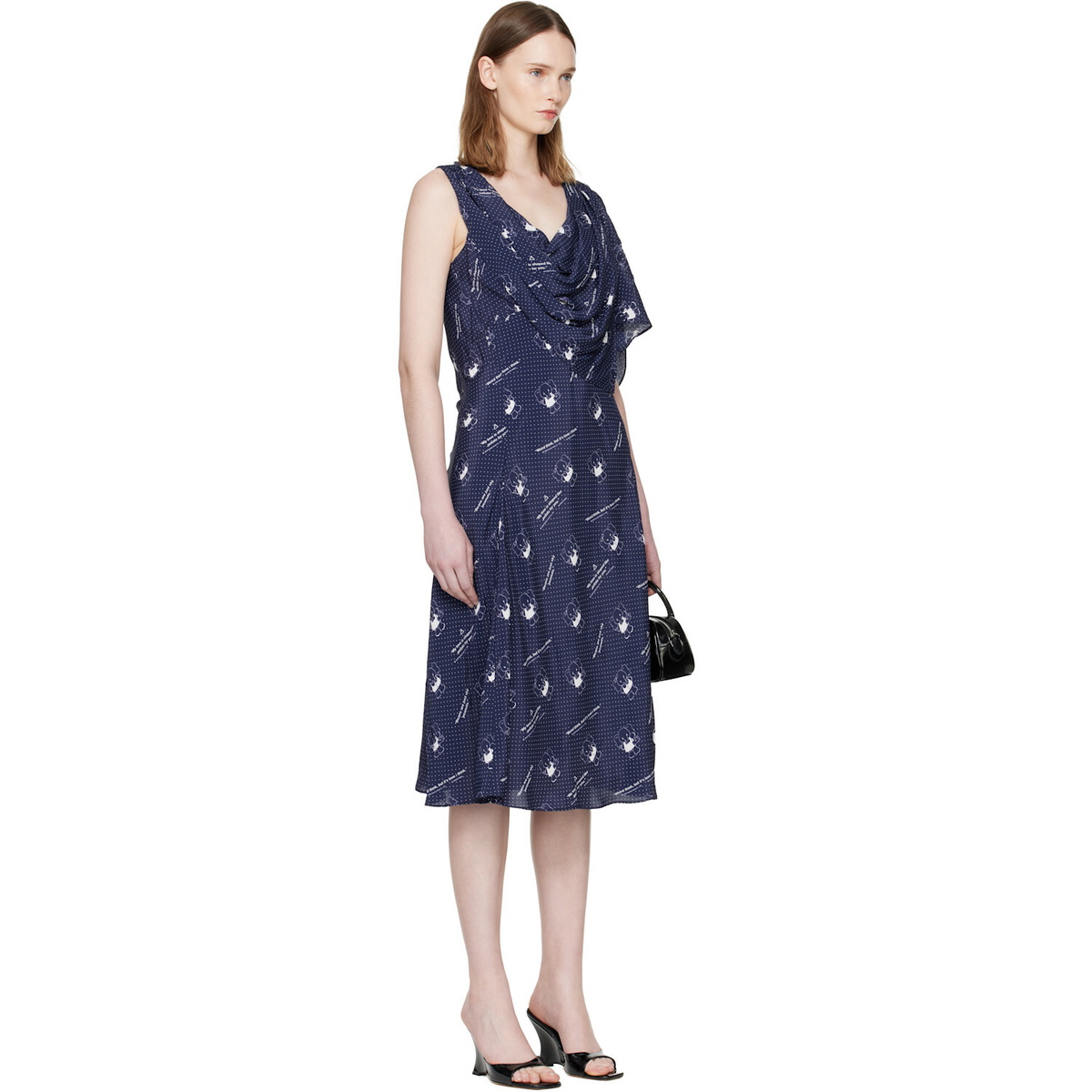 Sandy Liang Navy Sonata Midi Dress