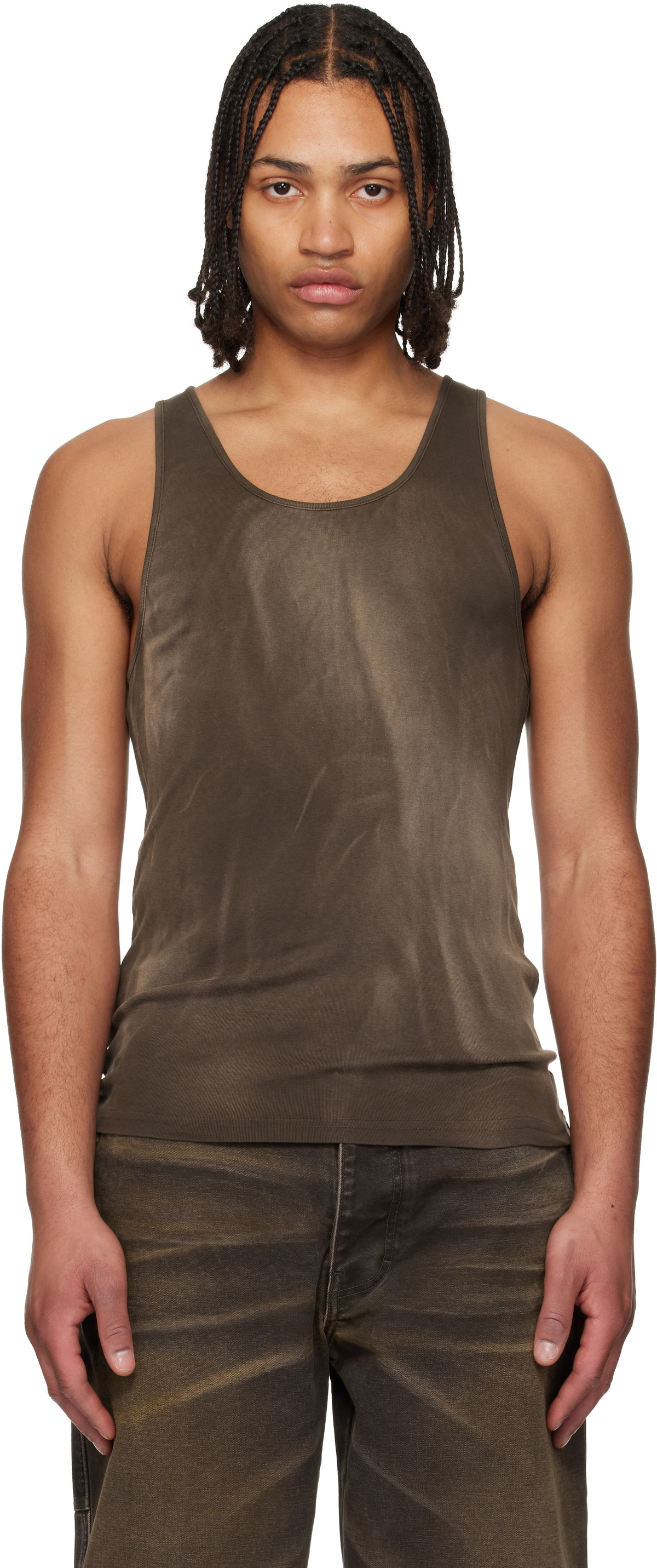 ALEXANDER DIGENOVA Brown Faded Tank Top