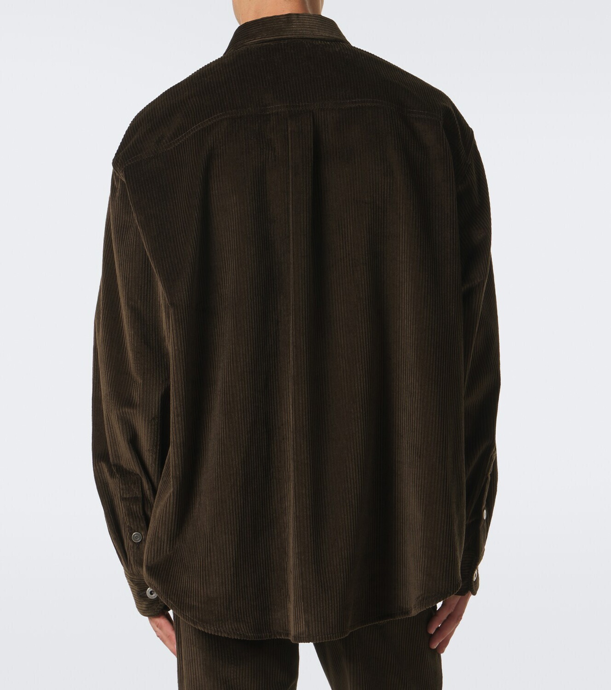 Loewe Leather-trimmed cotton corduroy shirt