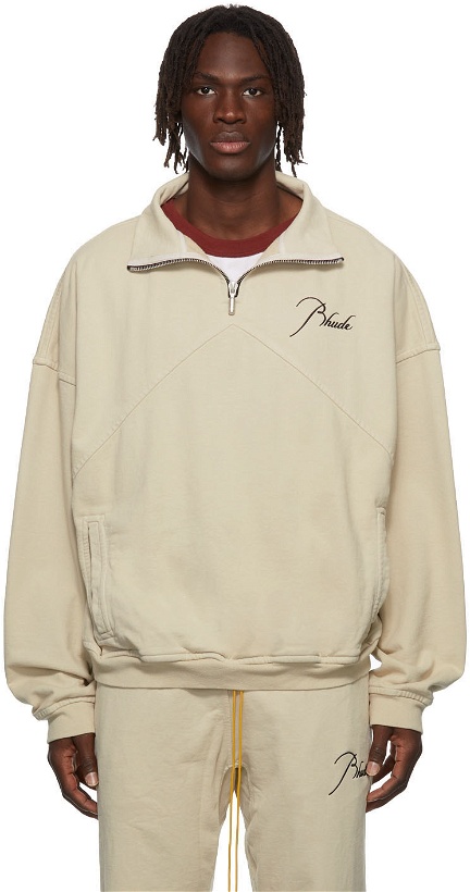 Photo: Rhude Embroidered Quarter-Zip Sweater