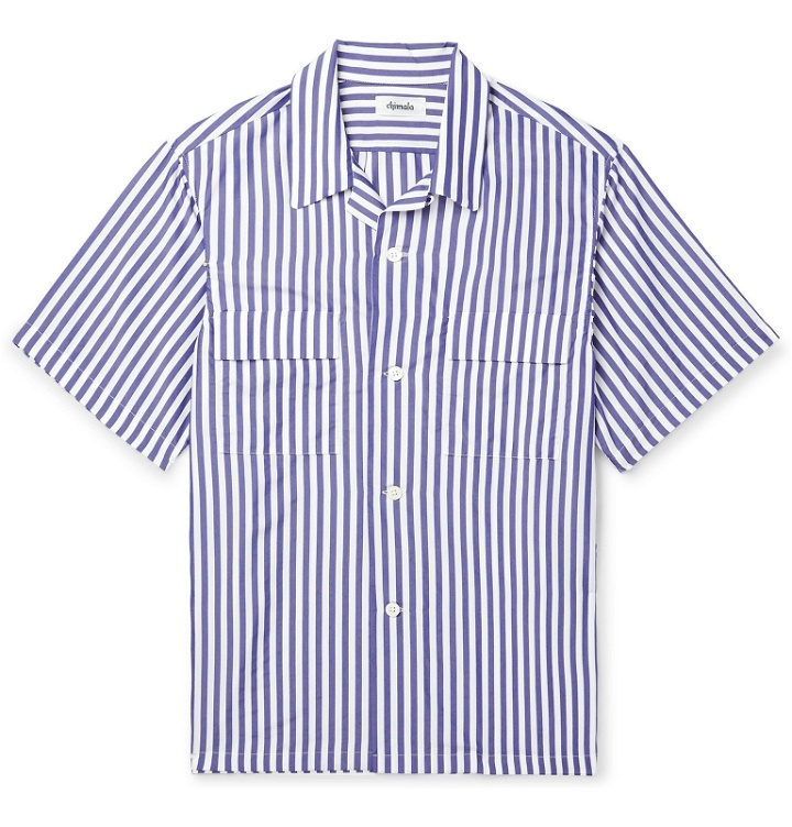 Photo: Chimala - Camp-Collar Striped Matte-Satin Shirt - Blue