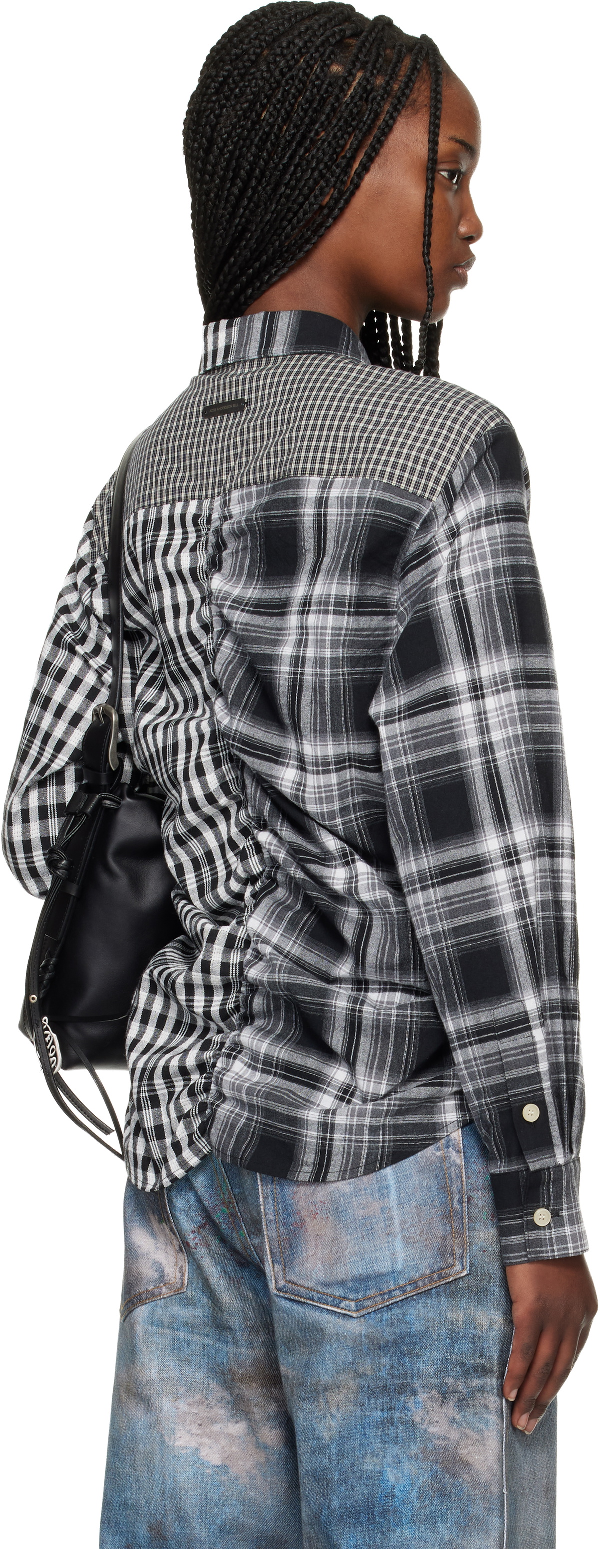 Andersson Bell Black Shirred Check Shirt