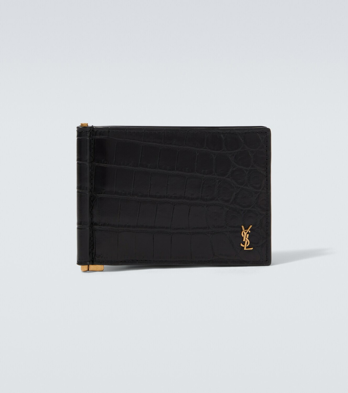 Saint Laurent Tiny Cassandre croc-effect leather wallet