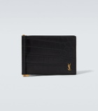 Saint Laurent Tiny Cassandre croc-effect leather wallet