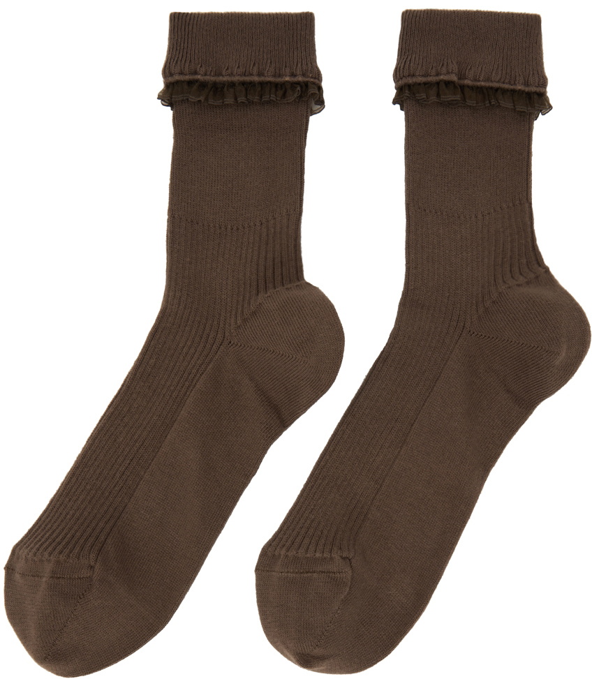 Tanner Fletcher Two-Pack Off-White & Brown Trimmed Socks Tanner Fletcher