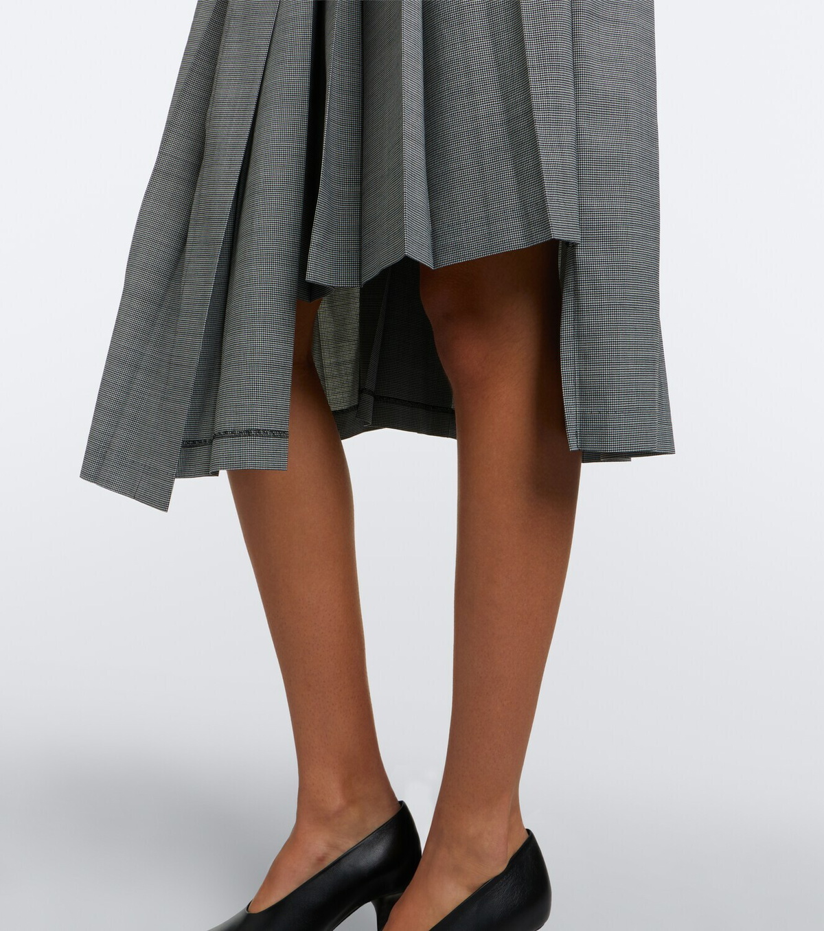 Junya Watanabe Houndstooth pleated asymmetric midi dress