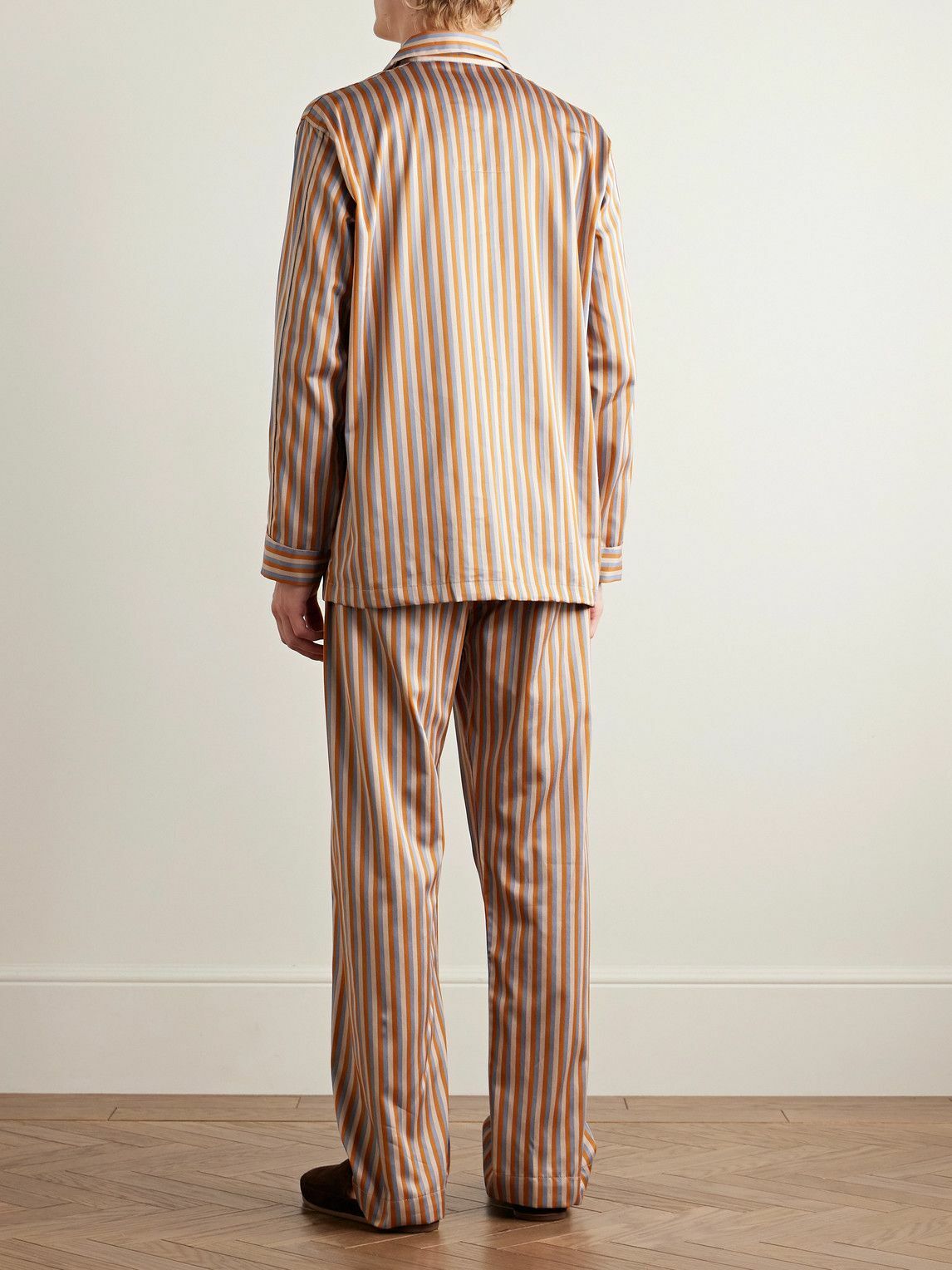 Derek Rose - Wellington Striped Cotton-Poplin Pyjama Set - Neutrals