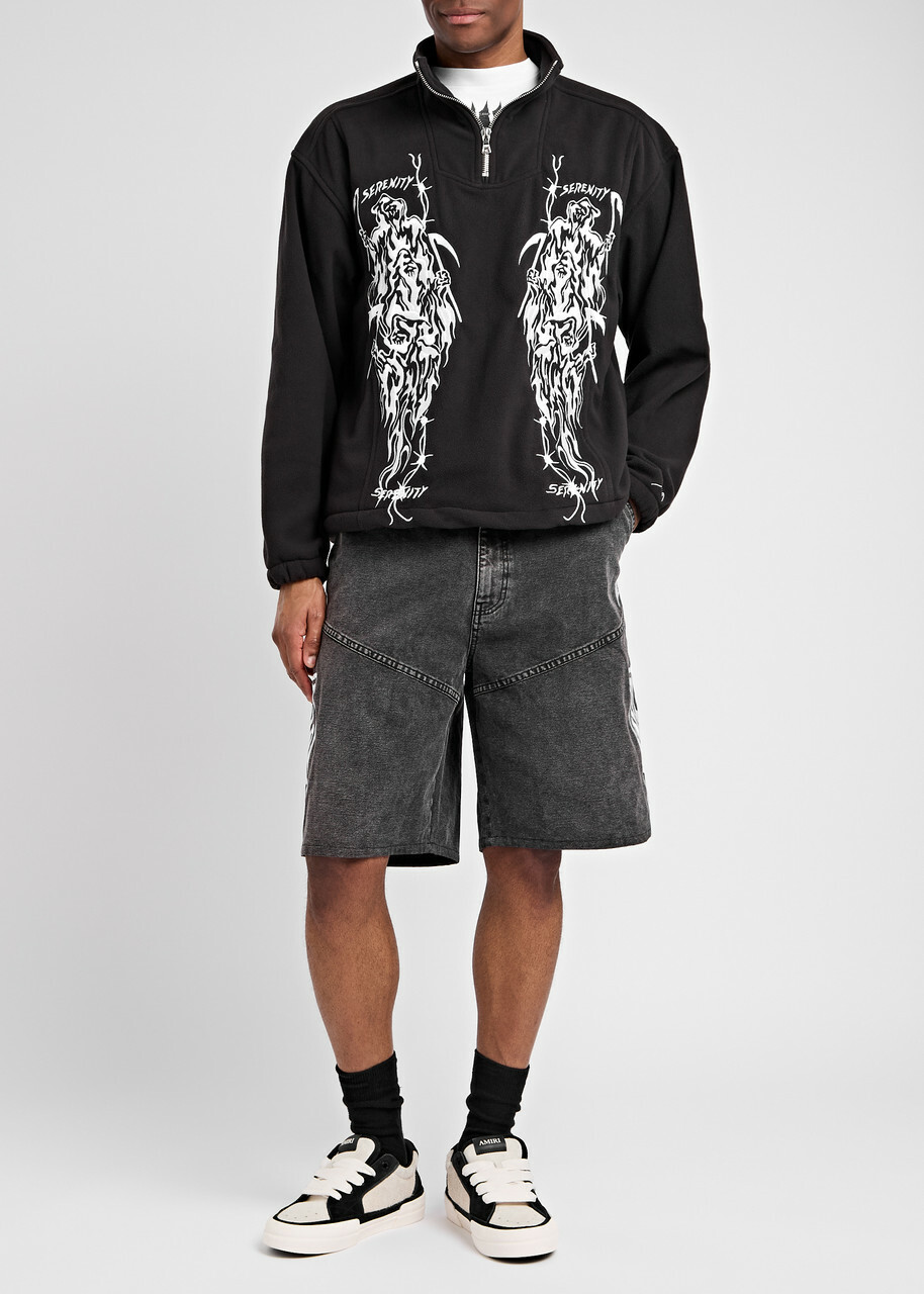 Warren Lotas Serenity Reaper Embroidered Fleece Jacket Black