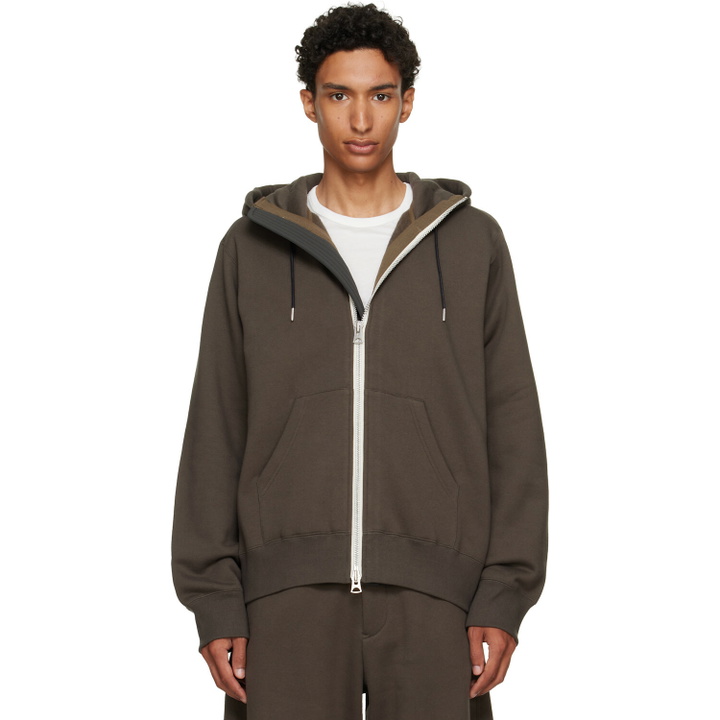 Photo: sacai Khaki Cotton Jersey Hoodie
