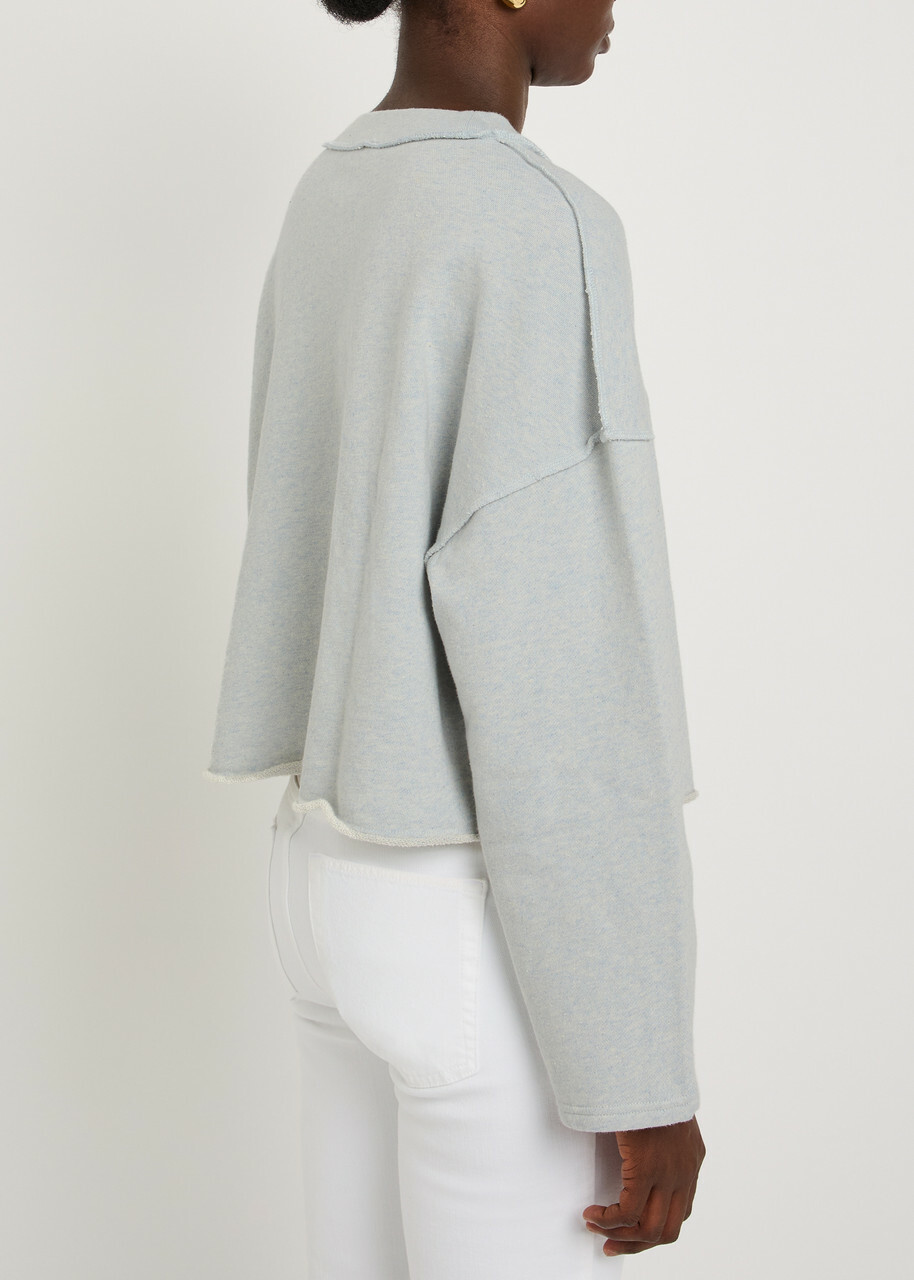 American Vintage Dantown Cropped Cotton Sweatshirt Light Blue