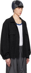 International Gallery BEAMS Black Double-Faced Open-Collar Shirt