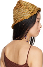Isa Boulder Tan Asymmetric Beach Hat
