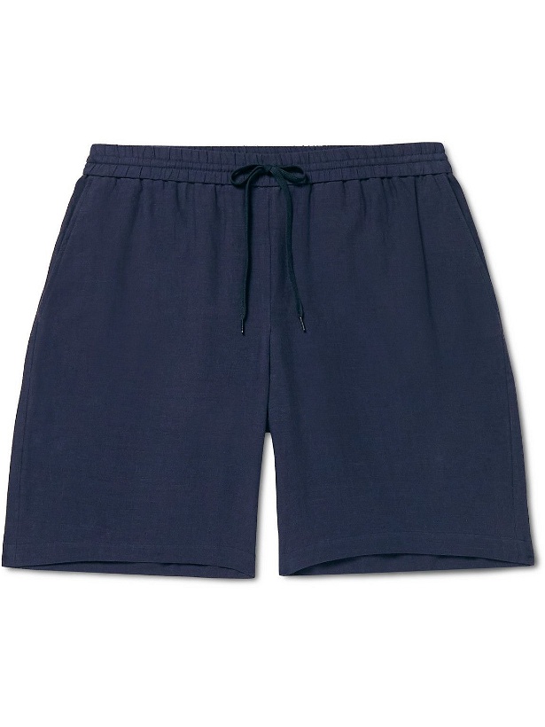 Photo: De Bonne Facture - Wide-Leg Linen Drawstring Shorts - Blue