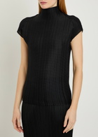Issey Miyake Pleated High-neck Woven top Black